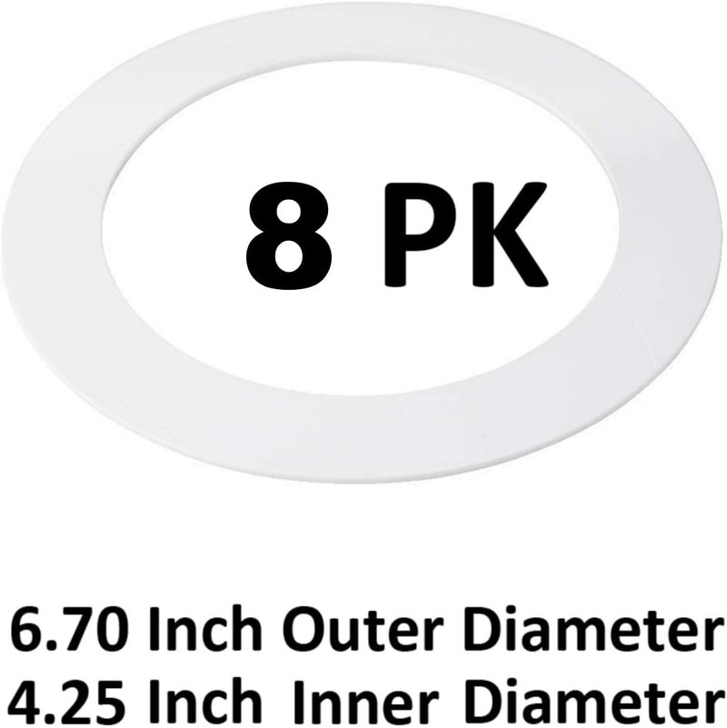 Lighting Labs 8 Pack Gloss White Goof Trim Ring for 4 Inch Recessed Can Lighting Down Light, Outer Diameter 6.7 inches, Inner Diameter 4.2 Inches - Image 2